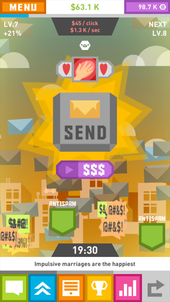 Crazy sunsets in Spam Game